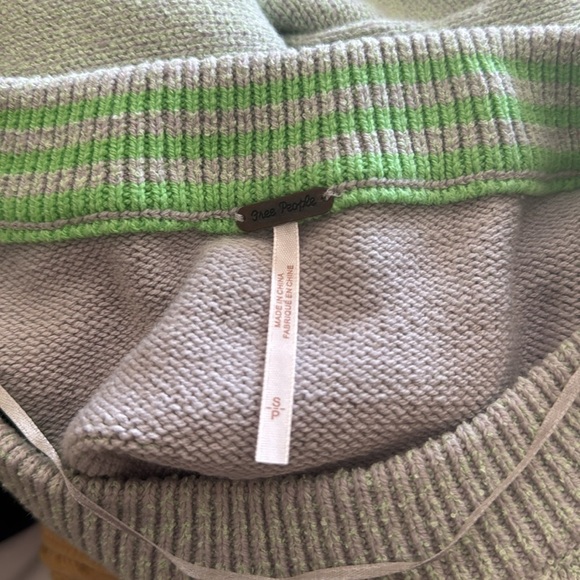 Free People Street Fair Tunic Sweater Lime Grey Combo - Picture 5 of 6